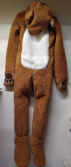 3 Layer BLUE Plush Bear, Adult Custom Sized,Solid Eyes, Perforated Vinyl Nose, and Locking Zipper Mouth, Wrists