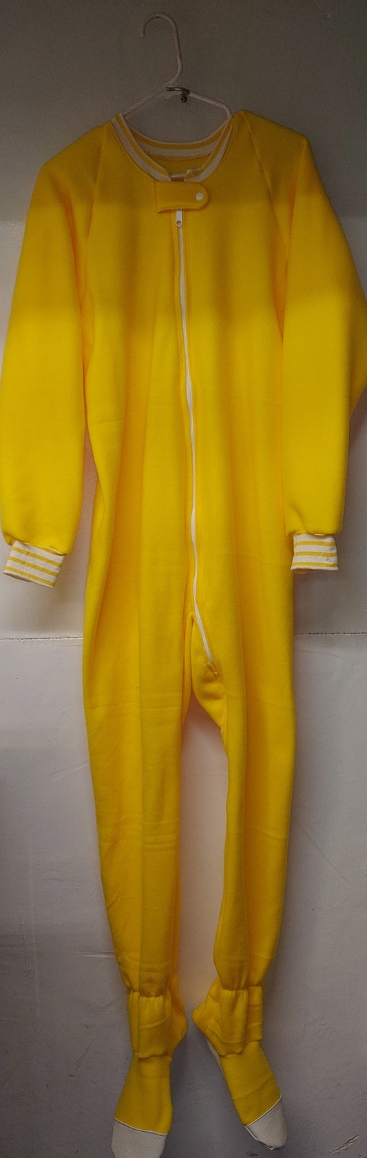 Vintage Look Yellow Fleece Footie Featuring Locking Zipper, Vinyl Toe Caps, and More*Happy Spring Promo Sale