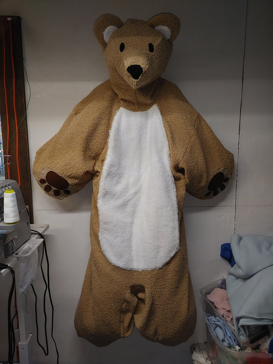 3 Layer BROWN with WHITE Markings Plush Naughty Bear Suit with Locking Zipper #3