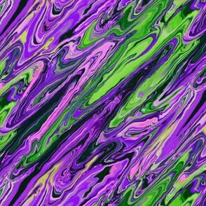 Open Foot Goth Emo Locking Pajama in Purple/Green/Black Pattern Swirl