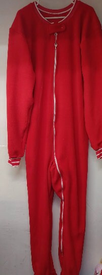 Green Plush Fleece with White Sleeves Vintage Footie with elastic in the ankles, toe caps, vinyl soles