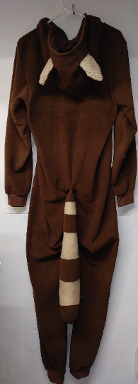 Tanuki raccoon open foot pajama with locking zipper