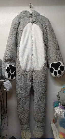 3 Layer Plush Husky Suit with Locking zipper, hood, ears, NO tail