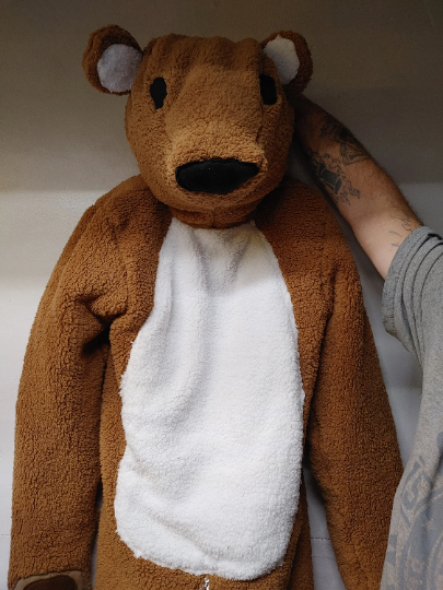 3 Layer Plush Bear, Adult Custom Sized, Mesh Eyes, Mesh Nose, and Locking Zipper Mouth