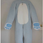 3 Layer BLUE Plush Bear, Adult Custom Sized,Solid Eyes, Perforated Vinyl Nose, and Locking Zipper Mouth, Wrists