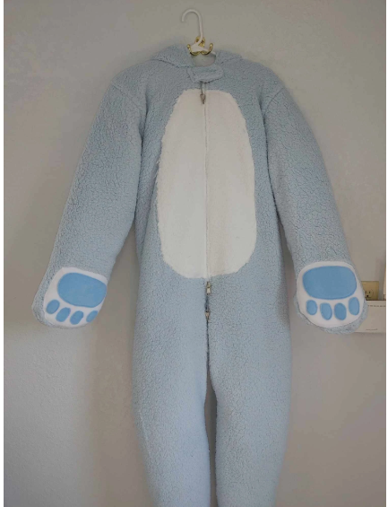 3 Layer BLUE Plush Bear, Adult Custom Sized,Solid Eyes, Perforated Vinyl Nose, and Locking Zipper Mouth, Wrists