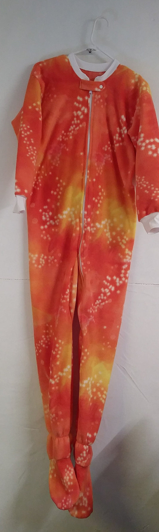 Orange Tie Dye Star Fun Footie Pajamas with LOCKING zipper Custom Made for You