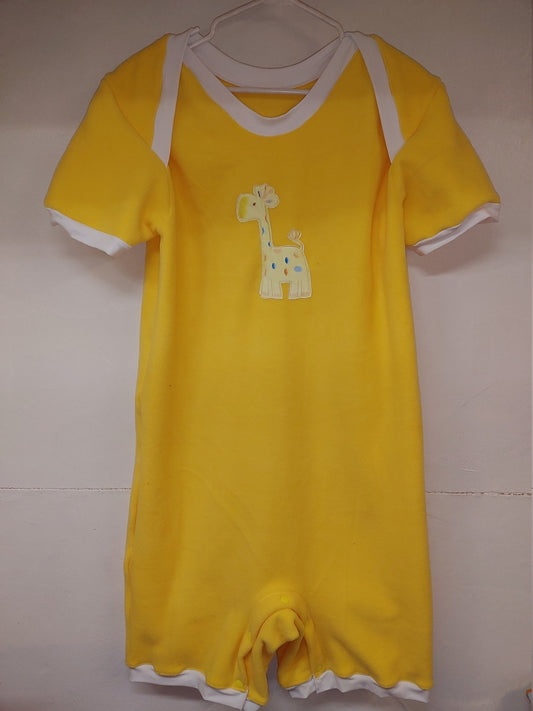 Fleece ABDL Romper with Lapneck and Snap Crotch featuring a Giraffe