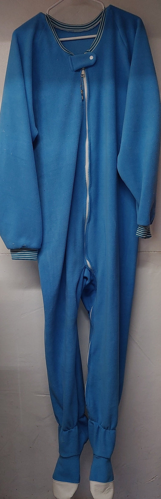 Vintage Look TURQUOISE Soft Fleece Footie Pajama with Any Character for Adults to Littles, Locking Zipper Made to Your Measurements