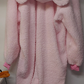 3 Layer Plush Pink-sherpa fleece bear footie pajama with locking zipper